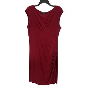 Lauren Ralph Lauren Dress Red Stretch Sleeveless Dress Size 14 Wedding Guest